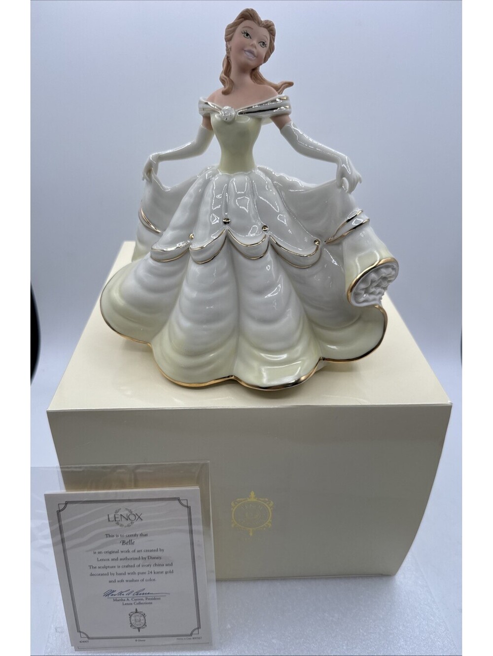 Beauty & the Beast “BELLE” Lenox Sculpture Disney Showcase Collection Ivory 24K